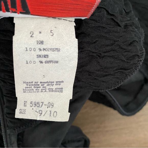 Wiz Vintage 80s Black Bow Tiered Ruffle Heart Dress size 9/10 medium - Picture 6 of 9